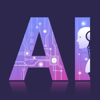 image de l'abréviation AI avec un dessin de robot dans le I